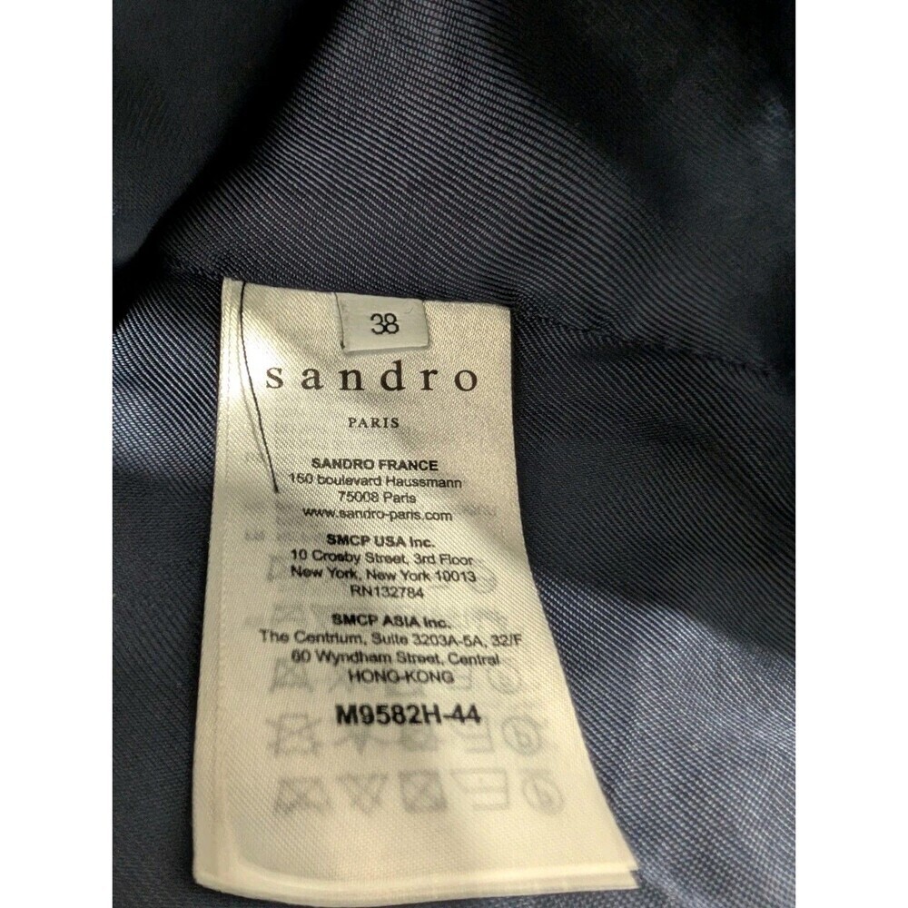 Sandro 4 Button Wool Blend Pea Coat W/ Varsity Cuffs Women's Size 38 Bulgarian - Picture 4 of 13